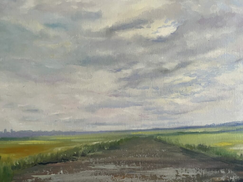 Landschaft, ÖL auf Leinwand.