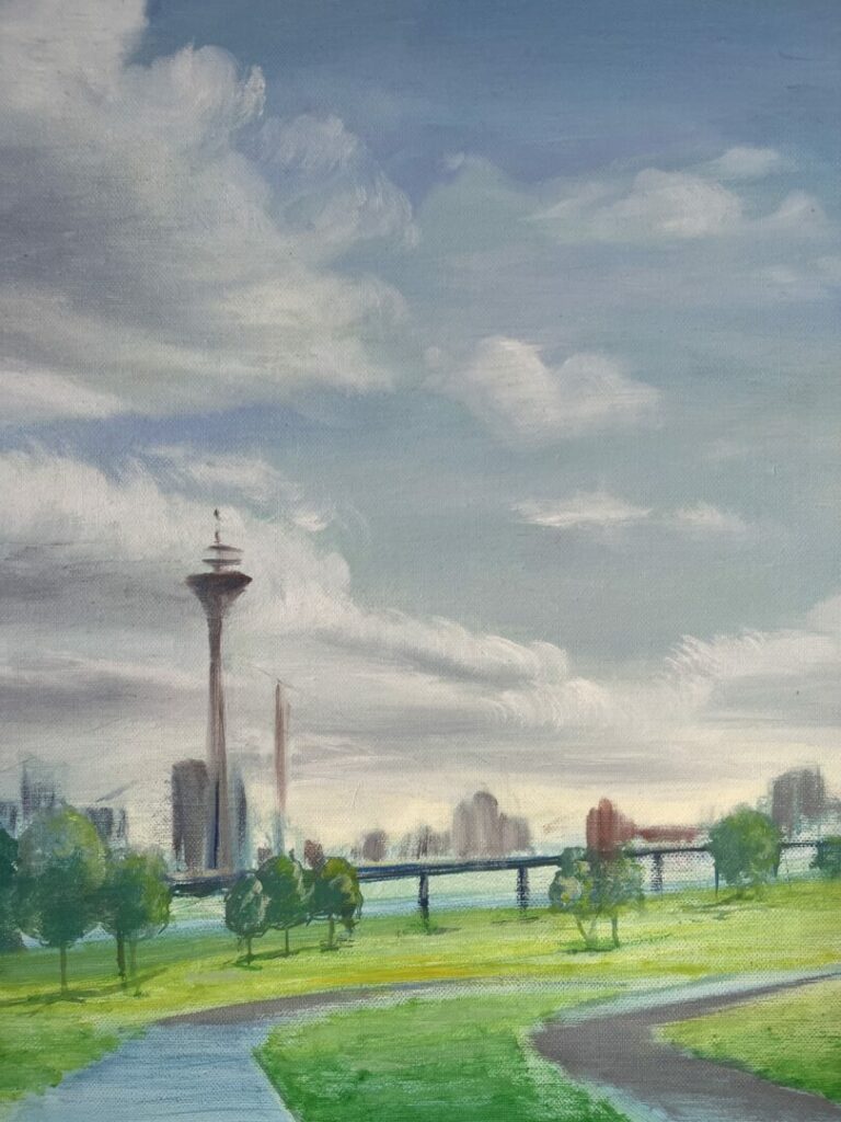 Düsseldorf , Landschaft, ÖL auf Leinwand.