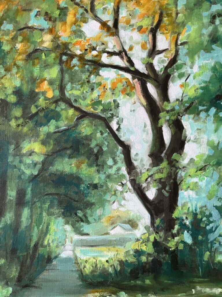 Landschaft, ÖL auf Leinwand.