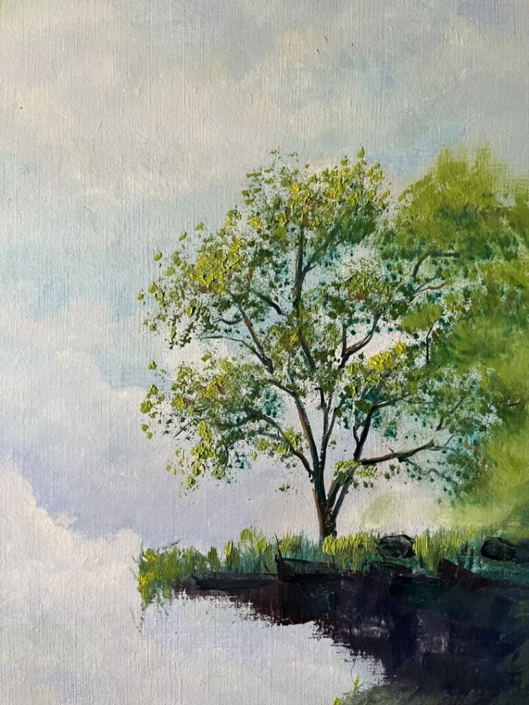 Landschaft, ÖL auf Leinwand.